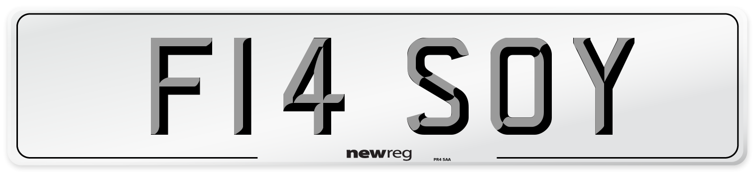 F14 SOY Number Plate from New Reg